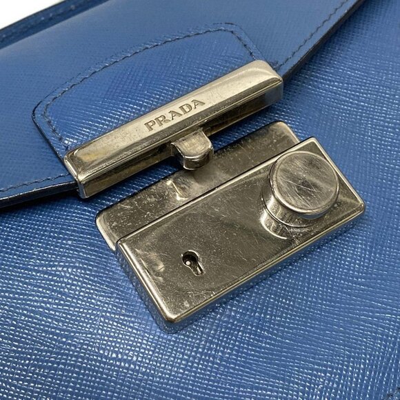 Auth PRADA - Blue Saffiano Leather Handbag - Picture 11 of 16
